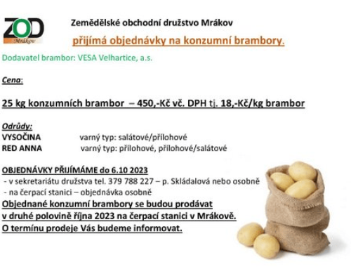 Objednávky na konzumní brambory