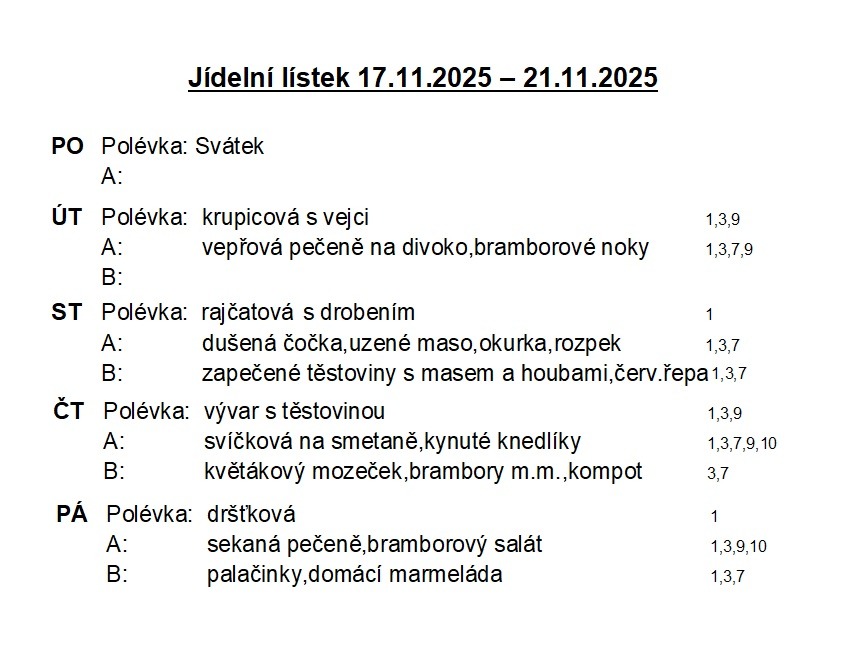 jídelníček 17-21 listopad